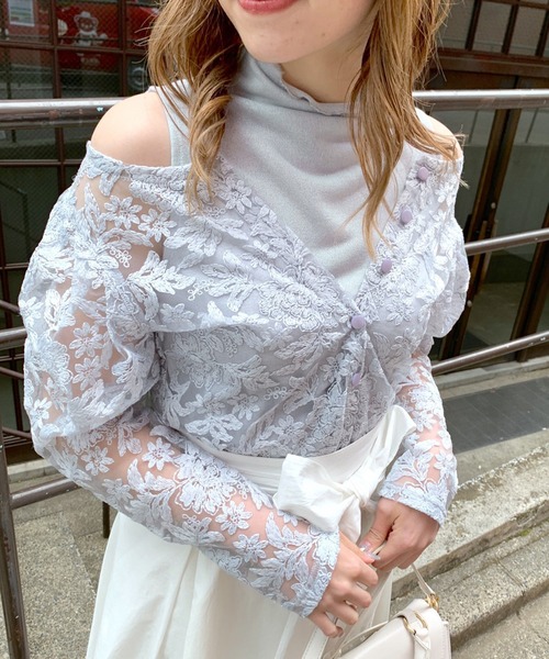 OLIVE des OLIVE(オリーブデオリーブ)の「メロウノースリインナー(Tシャツ/カットソー・レディース・ブラック/ベージュ/オフホワイト/サックスブルー/イエロー・FREE)」の5枚目の写真