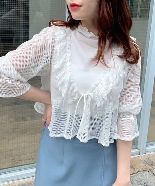 OLIVE des OLIVE(オリーブデオリーブ)の「メロウノースリインナー(Tシャツ/カットソー・レディース・ブラック/ベージュ/オフホワイト/サックスブルー/イエロー・FREE)」の7枚目の写真