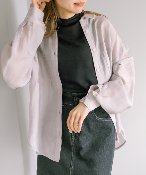 OLIVE des OLIVE(オリーブデオリーブ)の「メロウノースリインナー(Tシャツ/カットソー・レディース・ブラック/ベージュ/オフホワイト/サックスブルー/イエロー・FREE)」の9枚目の写真