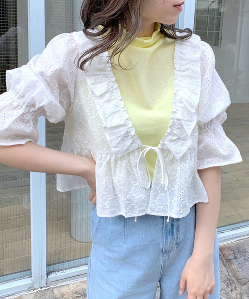 OLIVE des OLIVE(オリーブデオリーブ)の「メロウノースリインナー(Tシャツ/カットソー・レディース・ブラック/ベージュ/オフホワイト/サックスブルー/イエロー・FREE)」の19枚目の写真