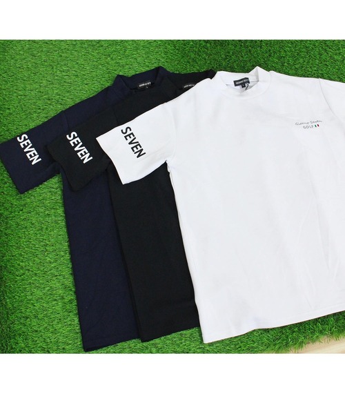 GIORNO SEVEN（ジョルノセブン）の「接触冷感 半袖 ゴルフモックネック 袖ロゴ ポロシャツ 切替 ゴルフウェア メンズ（ゴルフグッズ・メンズ・ブラック/ブラック×ホワイト/ターコイズブルー/ホワイト/ホワイト×ネイビー/ネイビー・M/XL/L/XXL/3XL）」の14枚目の写真