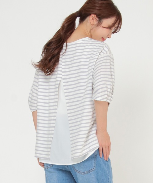 ikka（イッカ）の「【Sサイズ WEB限定】コットンUSAバックシャンプルオーバー（Tシャツ/カットソー・レディース・オフホワイト/ブルー/その他1/その他4/ブラック・S/M/L）」の5枚目の写真