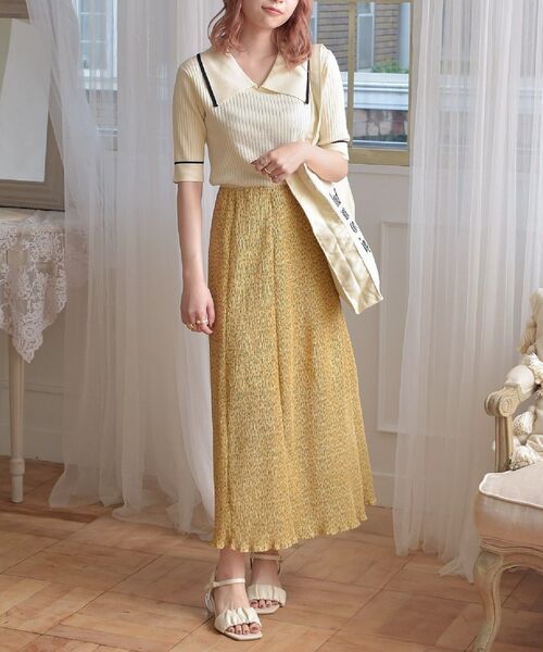 ems excite（エムズエキサイト）の「デカ襟半袖ニット（ニット/セーター・レディース・ブラック/オフホワイト/ブルー/ブラック系その他3・FREE）」の5枚目の写真