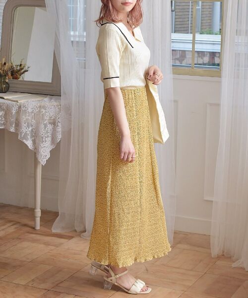 ems excite（エムズエキサイト）の「デカ襟半袖ニット（ニット/セーター・レディース・ブラック/オフホワイト/ブルー/ブラック系その他3・FREE）」の6枚目の写真