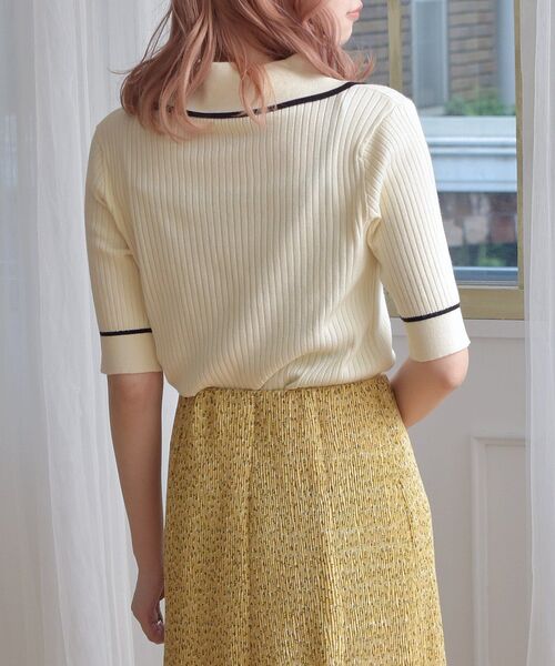 ems excite（エムズエキサイト）の「デカ襟半袖ニット（ニット/セーター・レディース・ブラック/オフホワイト/ブルー/ブラック系その他3・FREE）」の11枚目の写真