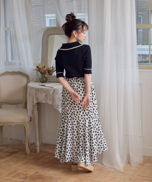 ems excite（エムズエキサイト）の「デカ襟半袖ニット（ニット/セーター・レディース・ブラック/オフホワイト/ブルー/ブラック系その他3・FREE）」の14枚目の写真