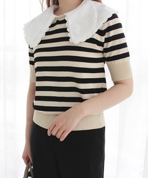 MODE ROBE（モードローブ）の「ダブルフリルセーラーカラーニットトップス（Tシャツ/カットソー）」