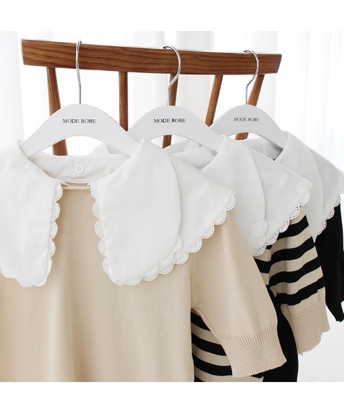 MODE ROBE(モードローブ)の「ダブルフリルセーラーカラーニットトップス(Tシャツ/カットソー・レディース・ブラック/ベージュ/その他・FREE)」の11枚目の写真