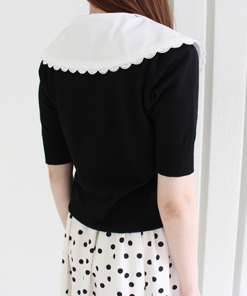 MODE ROBE(モードローブ)の「ダブルフリルセーラーカラーニットトップス(Tシャツ/カットソー・レディース・ブラック/ベージュ/その他・FREE)」の12枚目の写真