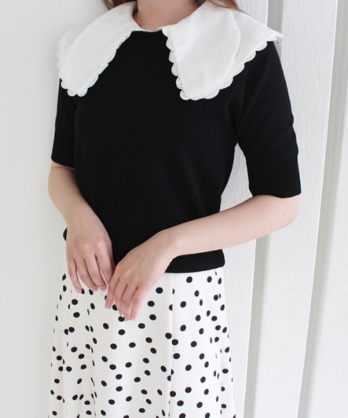 MODE ROBE(モードローブ)の「ダブルフリルセーラーカラーニットトップス(Tシャツ/カットソー・レディース・ブラック/ベージュ/その他・FREE)」の17枚目の写真