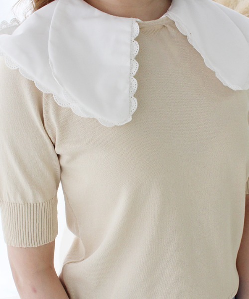 MODE ROBE(モードローブ)の「ダブルフリルセーラーカラーニットトップス(Tシャツ/カットソー・レディース・ブラック/ベージュ/その他・FREE)」の21枚目の写真