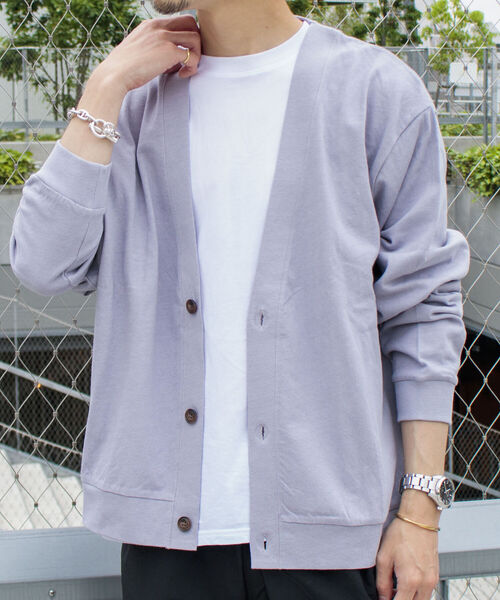 GLOSTER(グロスター)の「【GLOSTER/グロスター】リネン混バルーン袖 ルーズフィットカーディガン(カーディガン/ボレロ・メンズ・ライトパープル/チャコールグレー/アイボリー・L/M)」の3枚目の写真