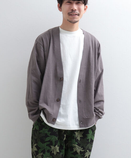 GLOSTER(グロスター)の「【GLOSTER/グロスター】リネン混バルーン袖 ルーズフィットカーディガン(カーディガン/ボレロ・メンズ・ライトパープル/チャコールグレー/アイボリー・L/M)」の13枚目の写真
