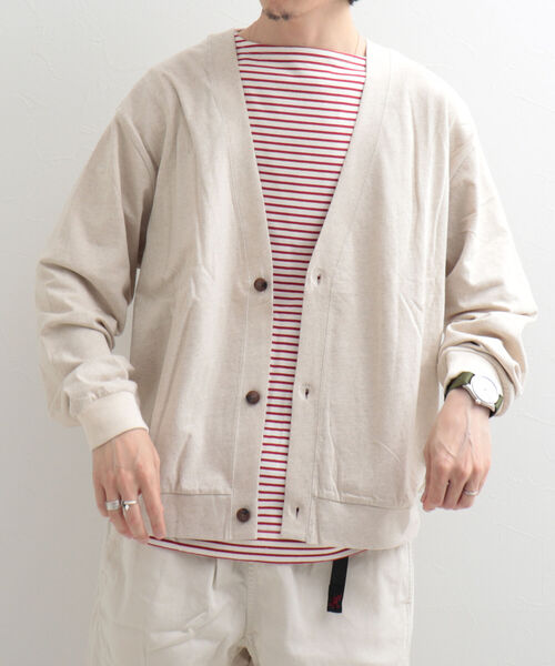 GLOSTER(グロスター)の「【GLOSTER/グロスター】リネン混バルーン袖 ルーズフィットカーディガン(カーディガン/ボレロ・メンズ・ライトパープル/チャコールグレー/アイボリー・L/M)」の14枚目の写真