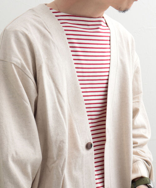 GLOSTER(グロスター)の「【GLOSTER/グロスター】リネン混バルーン袖 ルーズフィットカーディガン(カーディガン/ボレロ・メンズ・ライトパープル/チャコールグレー/アイボリー・L/M)」の11枚目の写真