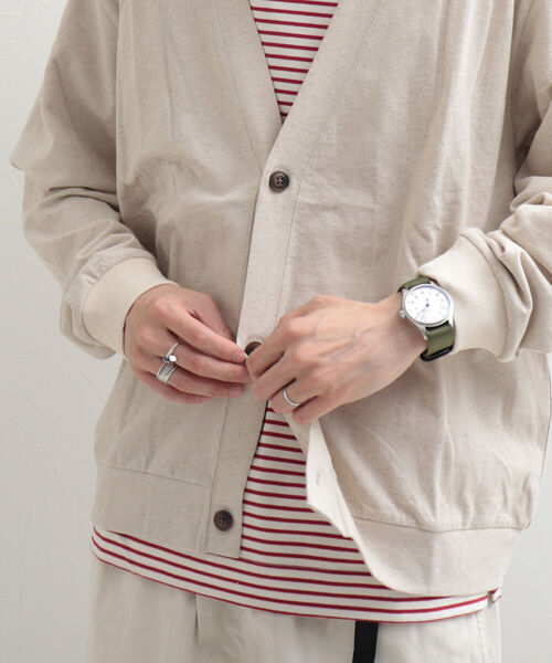 GLOSTER(グロスター)の「【GLOSTER/グロスター】リネン混バルーン袖 ルーズフィットカーディガン(カーディガン/ボレロ・メンズ・ライトパープル/チャコールグレー/アイボリー・L/M)」の15枚目の写真