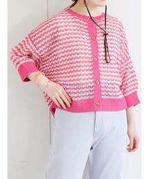 ehka sopo | 透かしボーダークルーカーディガン(カーディガン/ボレロ)