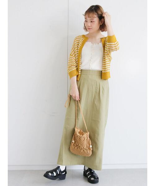 ehka sopo（エヘカソポ）の「透かしボーダークルーカーディガン（カーディガン/ボレロ・レディース・ブラック/ピンク/イエロー/グリーン・ﾌﾘ-）」の21枚目の写真