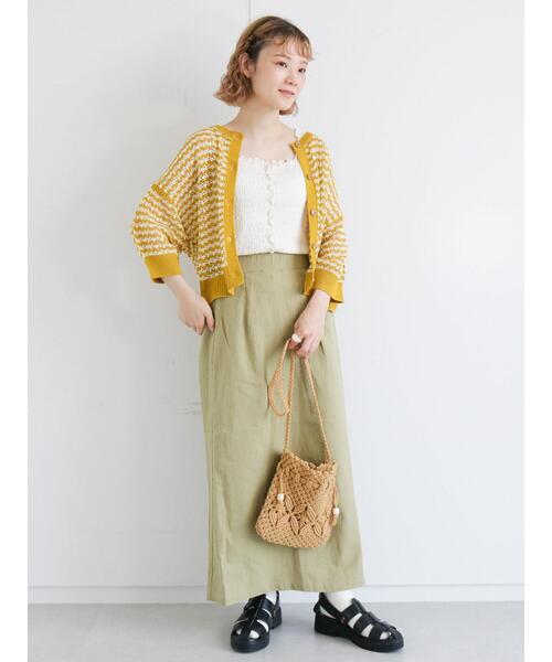 ehka sopo（エヘカソポ）の「透かしボーダークルーカーディガン（カーディガン/ボレロ・レディース・ブラック/ピンク/イエロー/グリーン・ﾌﾘ-）」の20枚目の写真