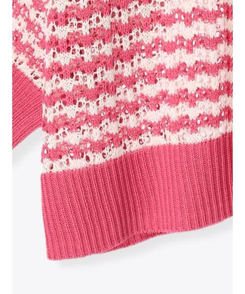 ehka sopo（エヘカソポ）の「透かしボーダークルーカーディガン（カーディガン/ボレロ・レディース・ブラック/ピンク/イエロー/グリーン・ﾌﾘ-）」の7枚目の写真