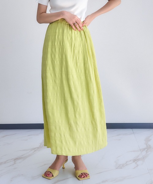 KOBE LETTUCE（コウベレタス）の「ふくれジャガードマキシスカート（スカート・レディース・パープル/オフホワイト/ライム・FREE）」の2枚目の写真