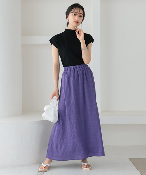 KOBE LETTUCE（コウベレタス）の「ふくれジャガードマキシスカート（スカート・レディース・パープル/オフホワイト/ライム・FREE）」の7枚目の写真