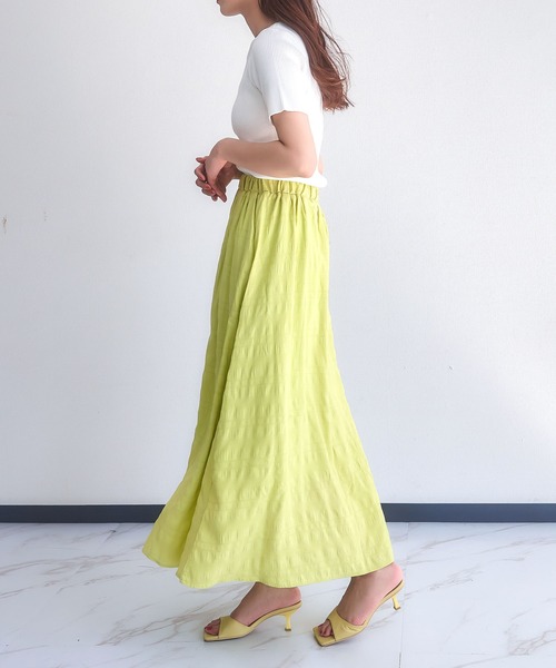 KOBE LETTUCE（コウベレタス）の「ふくれジャガードマキシスカート（スカート・レディース・パープル/オフホワイト/ライム・FREE）」の16枚目の写真