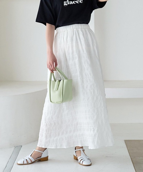 KOBE LETTUCE（コウベレタス）の「ふくれジャガードマキシスカート（スカート・レディース・パープル/オフホワイト/ライム・FREE）」の20枚目の写真