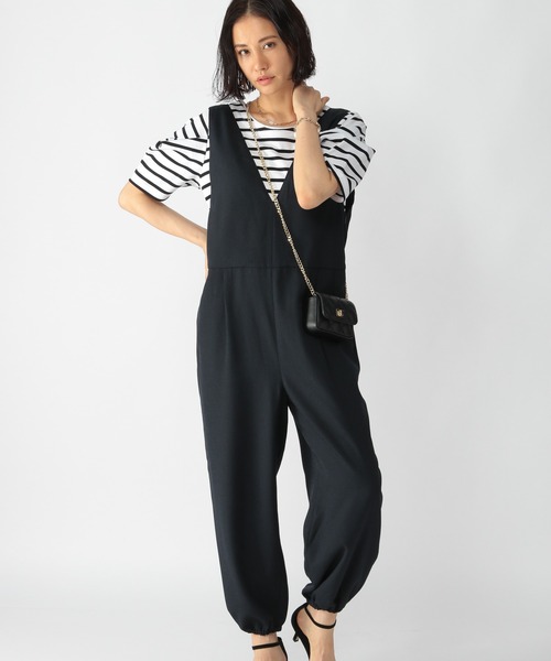 BARNYARDSTORM（バンヤードストーム）の「BARNYARDSTORM / リボンショルダーオールインワン（サロペット/オーバーオール・レディース・ベージュ/ネイビー・0/1）」の20枚目の写真