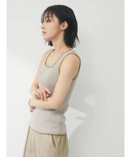 Sugar spoon(シュガースプーン)の「・SUGAR SPOON ボーダーリブニットタンク(タンクトップ・レディース・ブラック/ベージュ/ブラウン/イエロー/グリーン/テラコッタ・FREE)」の17枚目の写真