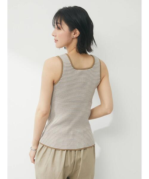 Sugar spoon(シュガースプーン)の「・SUGAR SPOON ボーダーリブニットタンク(タンクトップ・レディース・ブラック/ベージュ/ブラウン/イエロー/グリーン/テラコッタ・FREE)」の18枚目の写真
