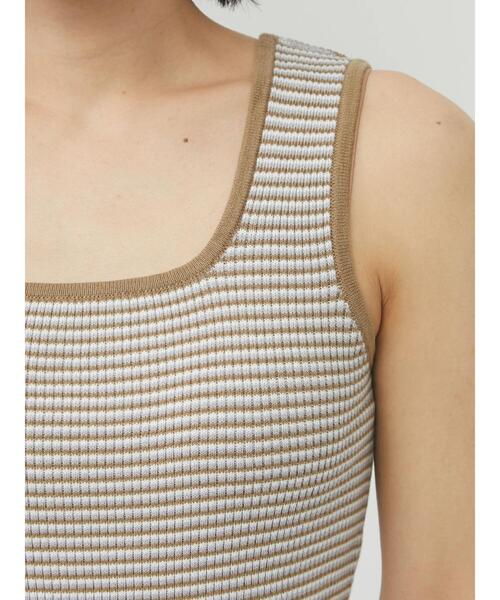 Sugar spoon(シュガースプーン)の「・SUGAR SPOON ボーダーリブニットタンク(タンクトップ・レディース・ブラック/ベージュ/ブラウン/イエロー/グリーン/テラコッタ・FREE)」の20枚目の写真