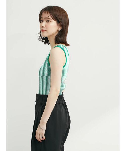 Sugar spoon(シュガースプーン)の「・SUGAR SPOON ボーダーリブニットタンク(タンクトップ・レディース・ブラック/ベージュ/ブラウン/イエロー/グリーン/テラコッタ・FREE)」の14枚目の写真