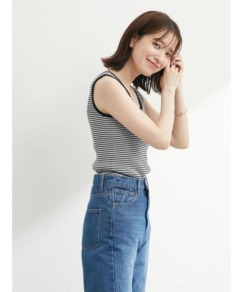 Sugar spoon(シュガースプーン)の「・SUGAR SPOON ボーダーリブニットタンク(タンクトップ・レディース・ブラック/ベージュ/ブラウン/イエロー/グリーン/テラコッタ・FREE)」の22枚目の写真