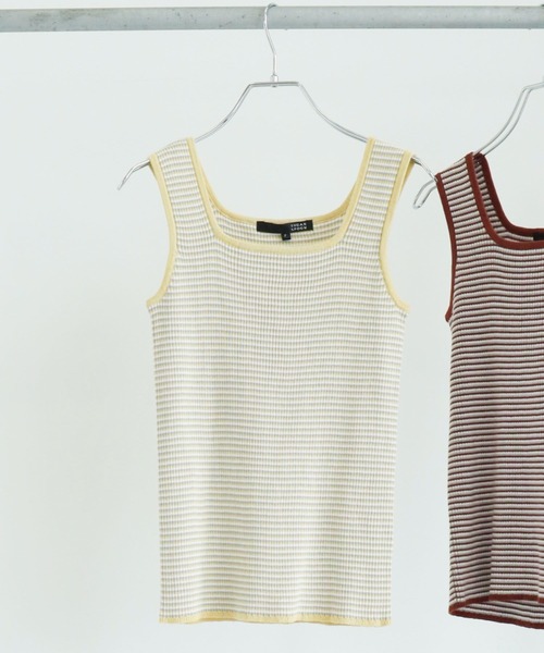 Sugar spoon(シュガースプーン)の「・SUGAR SPOON ボーダーリブニットタンク(タンクトップ・レディース・ブラック/ベージュ/ブラウン/イエロー/グリーン/テラコッタ・FREE)」の6枚目の写真