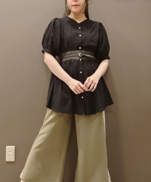 アドーア　ボリューム袖　チュニック　ブラック axes femme（アクシーズファム）の「ボリューム袖チュニック