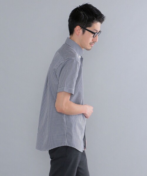SHIPS（シップス）の「SHIPS: ギンガムチェック 半袖 シャツ（Tシャツ/カットソー・メンズ・ネイビー/グレー・SMALL/MEDIUM/LARGE/X-LARGE）」の5枚目の写真