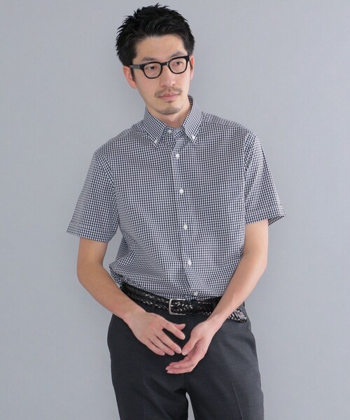 SHIPS（シップス）の「SHIPS: ギンガムチェック 半袖 シャツ（Tシャツ/カットソー・メンズ・ネイビー/グレー・SMALL/MEDIUM/LARGE/X-LARGE）」の3枚目の写真