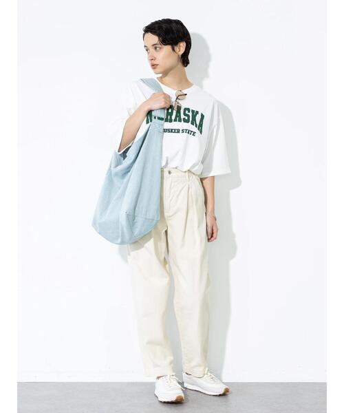 koe(コエ)の「カレッジプリント半袖Tシャツ*(Tシャツ/カットソー・レディース・グリーン/ブラック/ホワイト/ブルー・XL/M/L)」の7枚目の写真