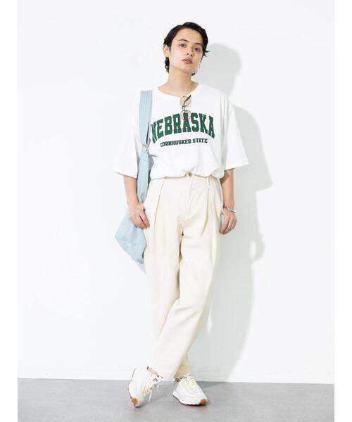 koe(コエ)の「カレッジプリント半袖Tシャツ*(Tシャツ/カットソー・レディース・グリーン/ブラック/ホワイト/ブルー・XL/M/L)」の18枚目の写真