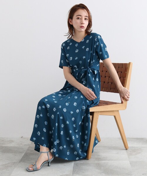極美品 インディヴィ 洗える アシメ切り替えフラワーワンピース 2WAY 19号 INDIVI（インディヴィ）の「◇【洗える/2WAY】アシメ切り替えフラワー