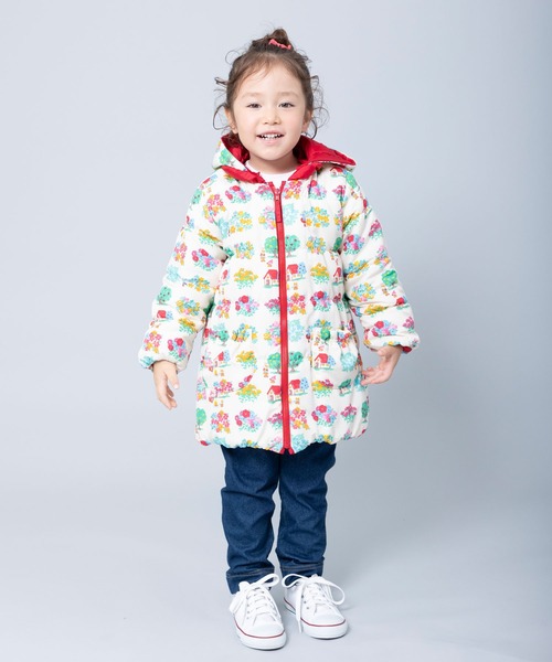 KP（ケーピー）の「森のmimiちゃん柄リバーシブルタフタ中綿ジャケット(100～130cm)（ノーカラーコート・キッズ・レッド/パープル/ピンク・100cm/120cm/110cm/130cm）」の9枚目の写真