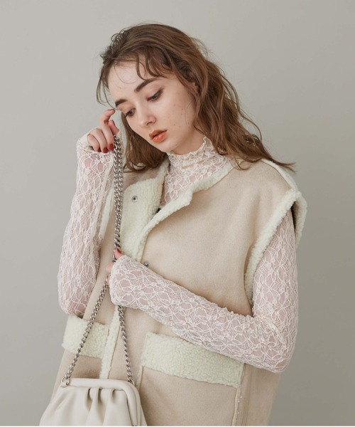 archives（アルシーヴ）の「ＢａｃｋオープンレースＴＯＰＳ（Tシャツ/カットソー・レディース・ブラック/アイボリー・MEDIUM）」の8枚目の写真