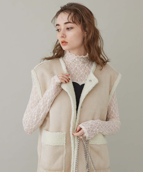 archives（アルシーヴ）の「ＢａｃｋオープンレースＴＯＰＳ（Tシャツ/カットソー・レディース・ブラック/アイボリー・MEDIUM）」の9枚目の写真