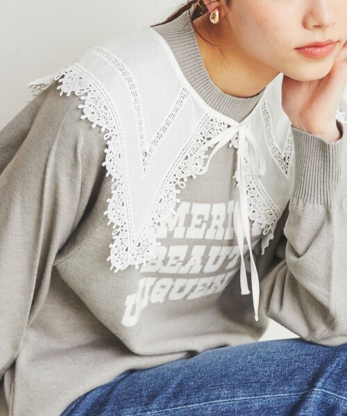 coen(コーエン)の「ヴィンテージライクレースカラー(付け襟・レディース・ホワイト/ブラック・FREE)」の1枚目の写真