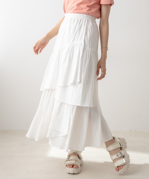 OLIVE des OLIVE(オリーブデオリーブ)の「ランダムティアードスカート(スカート・レディース・ピンク/ブラック/オフホワイト・FREE)」の2枚目の写真