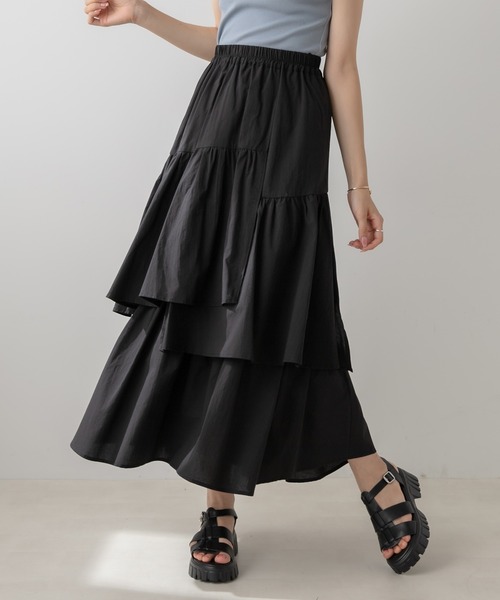 OLIVE des OLIVE(オリーブデオリーブ)の「ランダムティアードスカート(スカート・レディース・ピンク/ブラック/オフホワイト・FREE)」の3枚目の写真