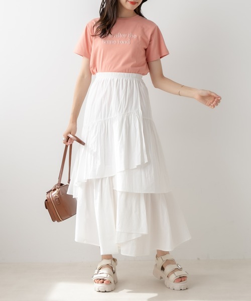 OLIVE des OLIVE(オリーブデオリーブ)の「ランダムティアードスカート(スカート・レディース・ピンク/ブラック/オフホワイト・FREE)」の4枚目の写真