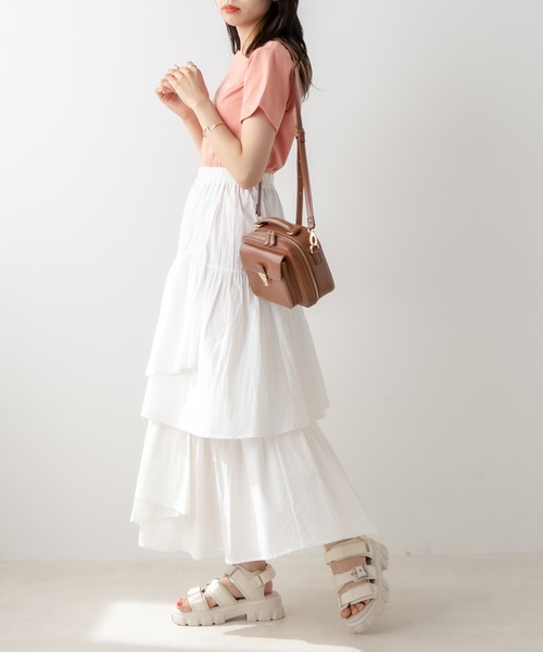 OLIVE des OLIVE(オリーブデオリーブ)の「ランダムティアードスカート(スカート・レディース・ピンク/ブラック/オフホワイト・FREE)」の5枚目の写真