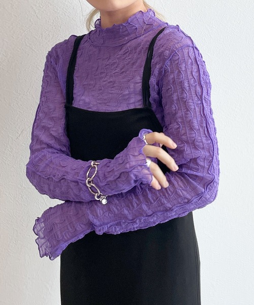 w closet(ダブルクローゼット)の「フィンガーホールハイネックプルオーバー(ニット/セーター・レディース・オフホワイト/ブラウン/ブラック/ラベンダー・FREE)」の19枚目の写真